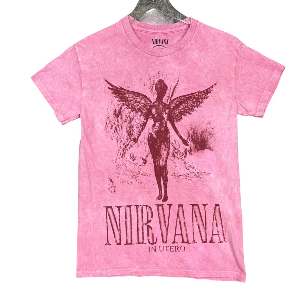 Nirvana Band Tee Mens Medium Pink In Utero T-Shirt Pink Graphic Grunge‎ NWOT